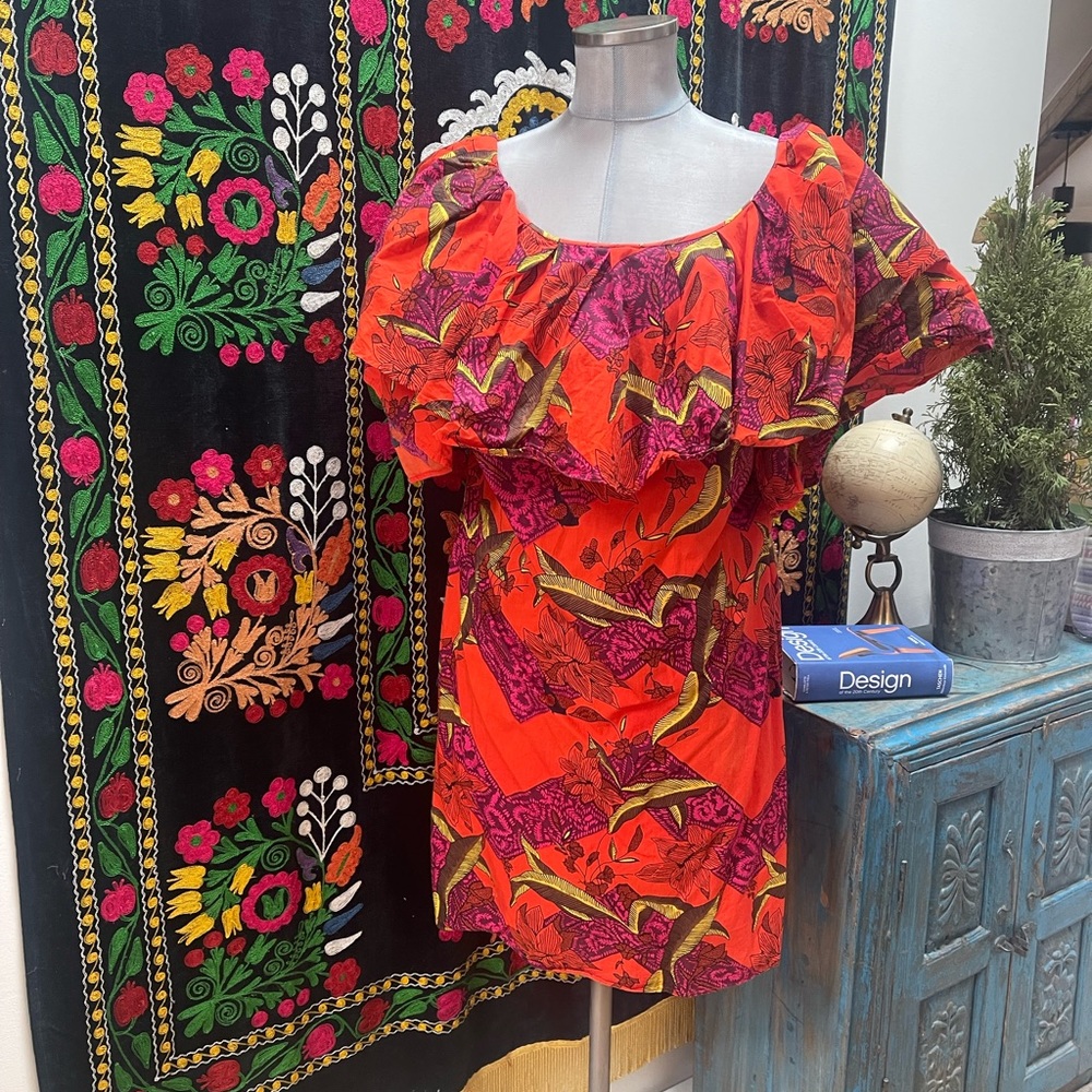 Off shoulder Tropical 🌴 Print Dress ASOS Curve